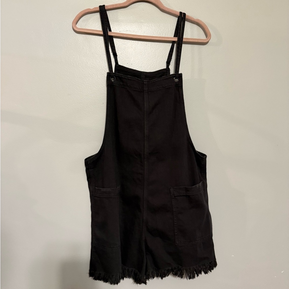Aerie Black Denim Overall Shorts